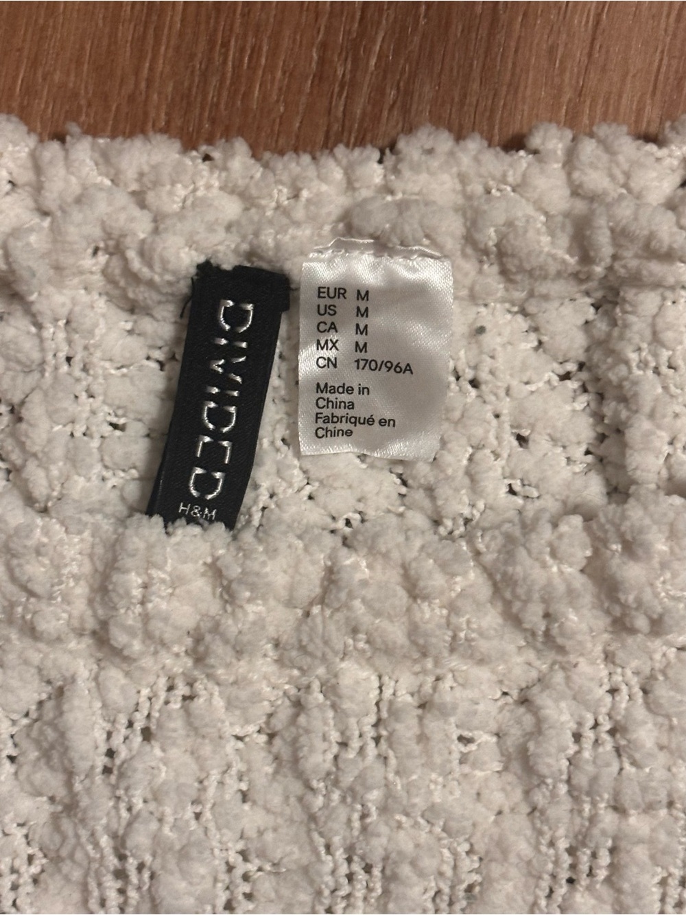 H&M cozy teddy soft knit V-Neck bouclé midi Sweater Dress Cream Belle sleeve M - Picture 5 of 11